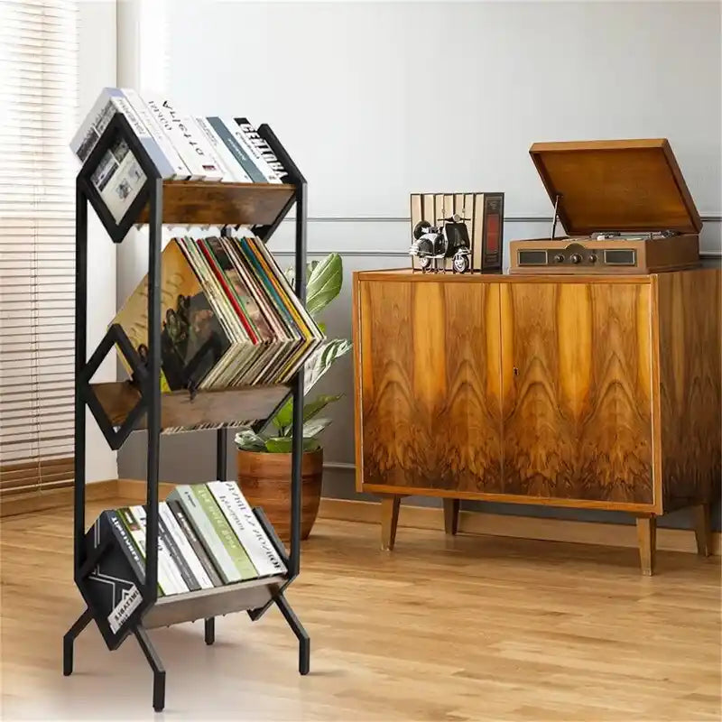 3-stöckiges Schallplattenregal aus Vinyl - 14,2T x 16,1B x 50H