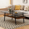 Rechteckiger Couchtisch, Tischplatte aus gehärtetem Glas mit Metallbeinen, Moderner Tisch für Wohnzimmer, Glas