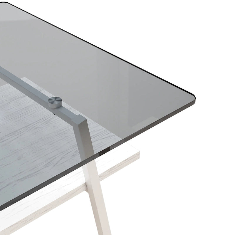 Rechteckiger Couchtisch, Tischplatte aus gehärtetem Glas mit Metallbeinen, Moderner Tisch für Wohnzimmer, Glas