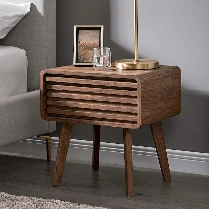 Mopio Ensley Nachttisch, Beistelltisch, Endtisch, Nachttisch im Mid-Century Modern Stil, Betttische, kleiner Nachttisch mit Schubladen