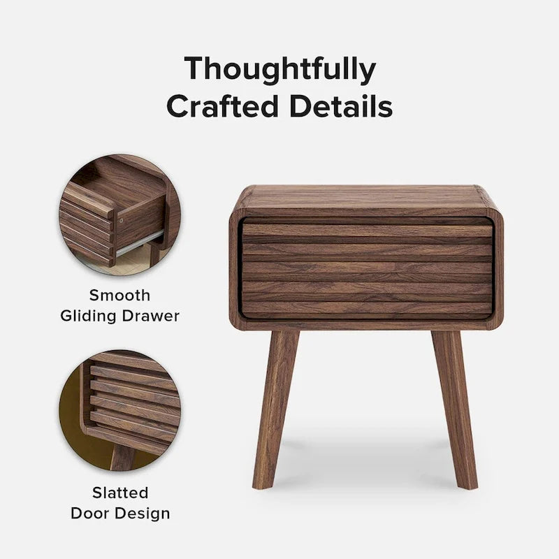 Mopio Ensley Nachttisch, Beistelltisch, Endtisch, Nachttisch im Mid-Century Modern Stil, Betttische, kleiner Nachttisch mit Schubladen