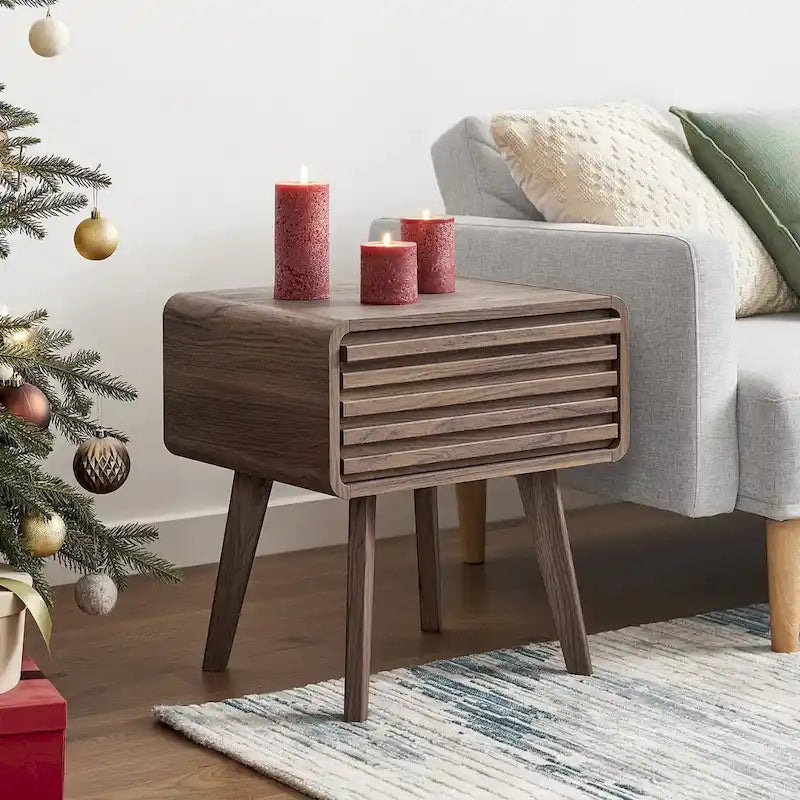 Mopio Ensley Nachttisch, Beistelltisch, Endtisch, Nachttisch im Mid-Century Modern Stil, Betttische, kleiner Nachttisch mit Schubladen
