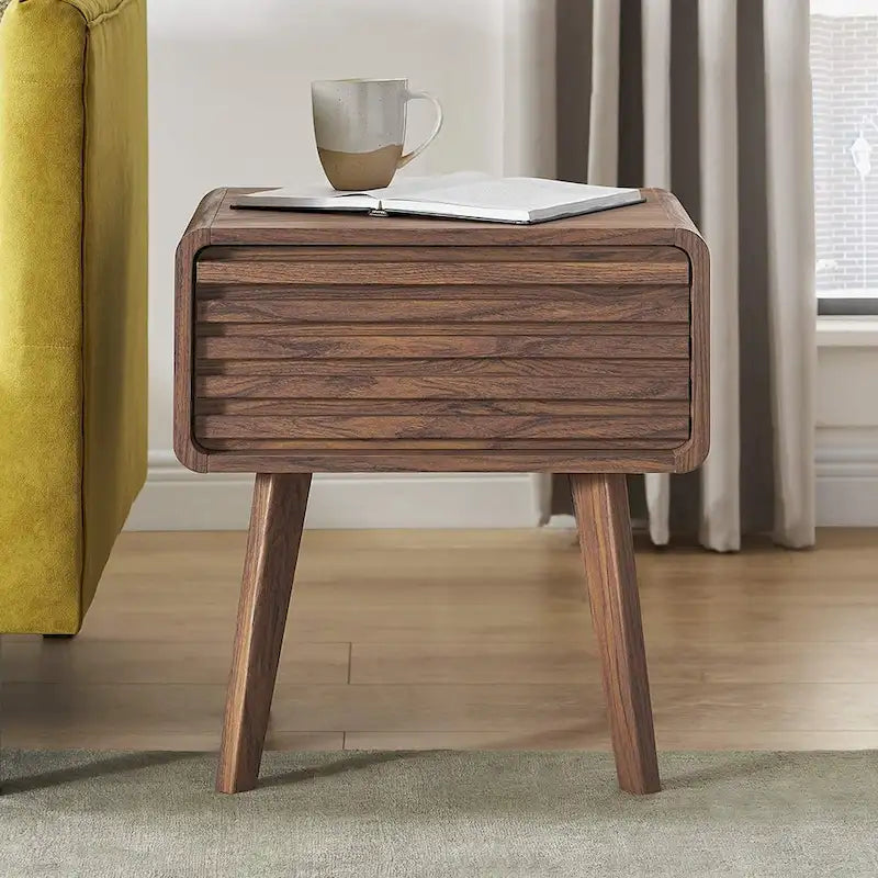 Mopio Ensley Nachttisch, Beistelltisch, Endtisch, Nachttisch im Mid-Century Modern Stil, Betttische, kleiner Nachttisch mit Schubladen