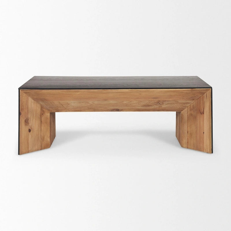 Tabor Couchtisch aus Naturholz mit schwarzem Eichenholz-Wasserfall-Design – 134,6 cm L x 76,2 cm B x 45,7 cm H