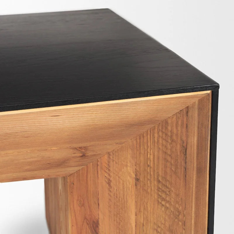 Tabor Couchtisch aus Naturholz mit schwarzem Eichenholz-Wasserfall-Design – 134,6 cm L x 76,2 cm B x 45,7 cm H