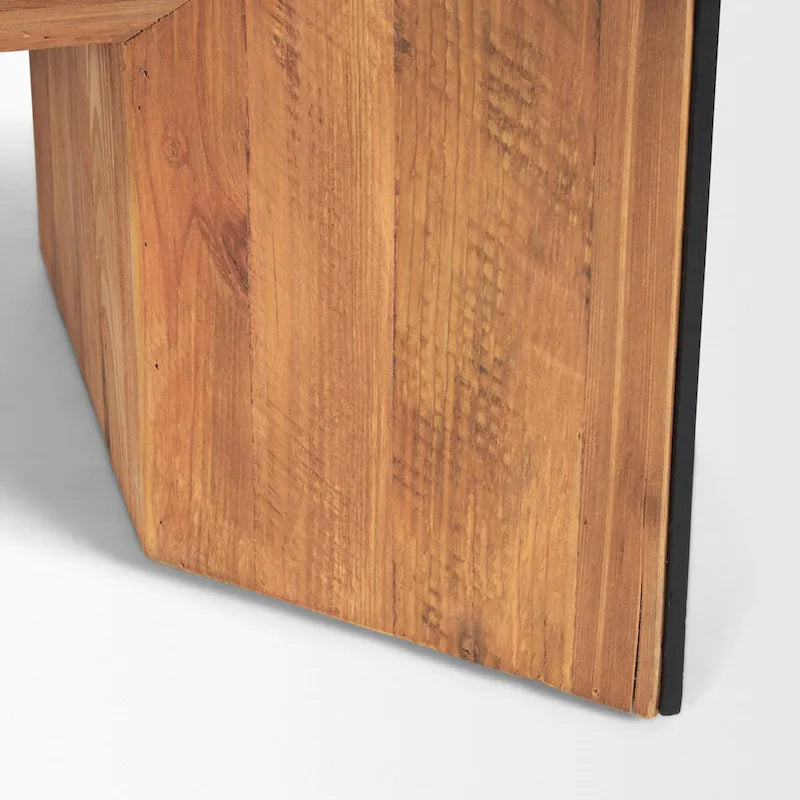 Tabor Couchtisch aus Naturholz mit schwarzem Eichenholz-Wasserfall-Design – 134,6 cm L x 76,2 cm B x 45,7 cm H