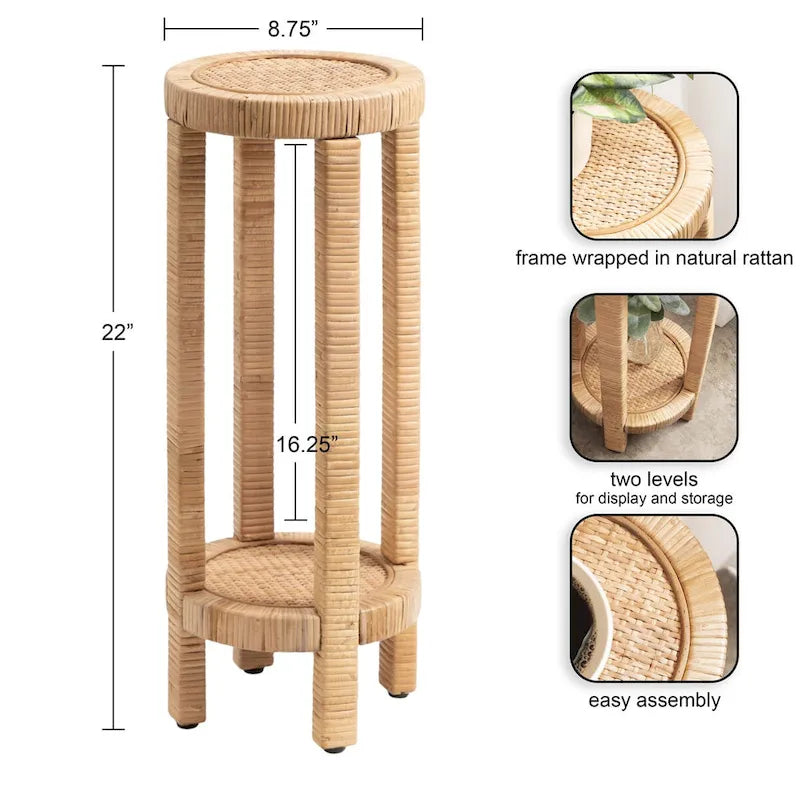 Kate and Laurel Rafina Rattan Beistelltisch - 9x9x22