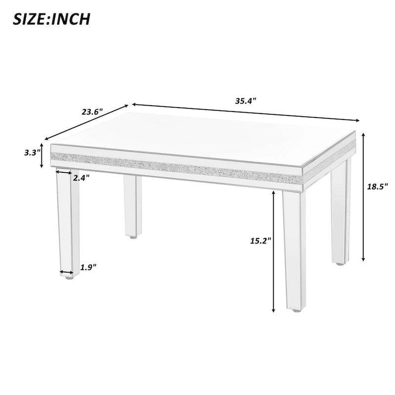 Verspiegelter Couchtisch mit verstellbarer Höhe