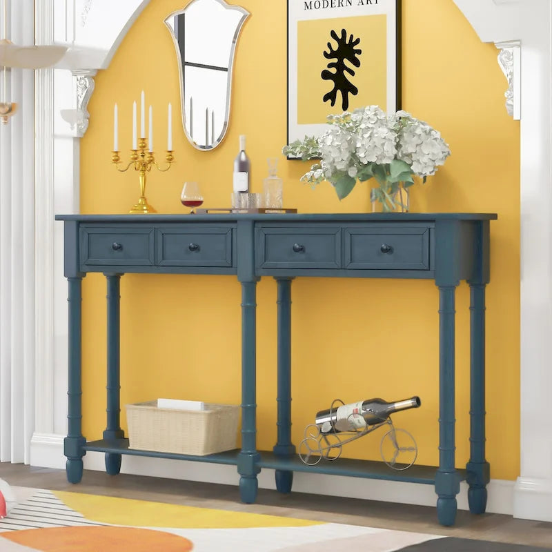 Konsolentisch Sofatisch Einfache Montage mit zwei Schubladen und unterem Regal für Wohnzimmer, Eingangsbereich