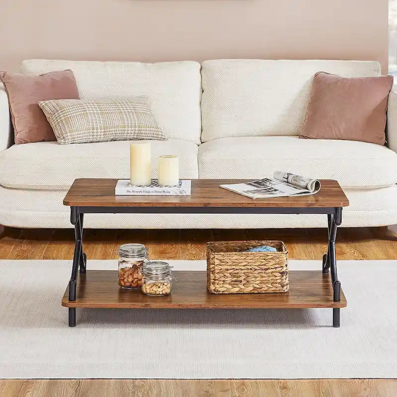 Modernes 3-teiliges Couchtisch-, Sofatisch- und 2er-Set Nachttische mit 1 Schublade (Braun/Schwarz/Weiß)