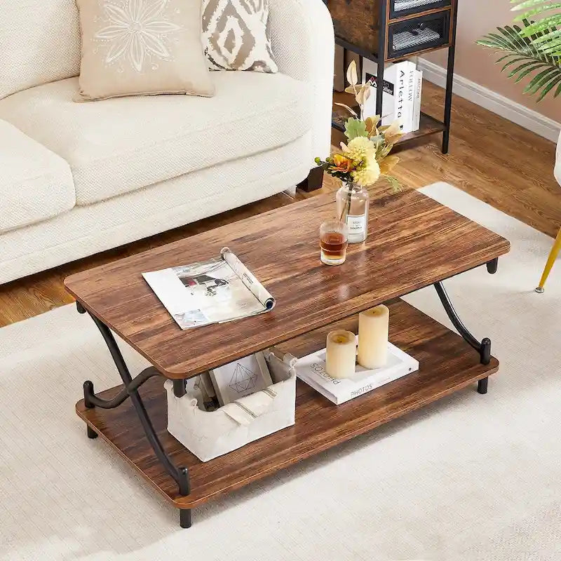 Modernes 3-teiliges Couchtisch-, Sofatisch- und 2er-Set Nachttische mit 1 Schublade (Braun/Schwarz/Weiß)