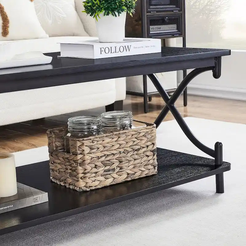 Modernes 3-teiliges Couchtisch-, Sofatisch- und 2er-Set Nachttische mit 1 Schublade (Braun/Schwarz/Weiß)