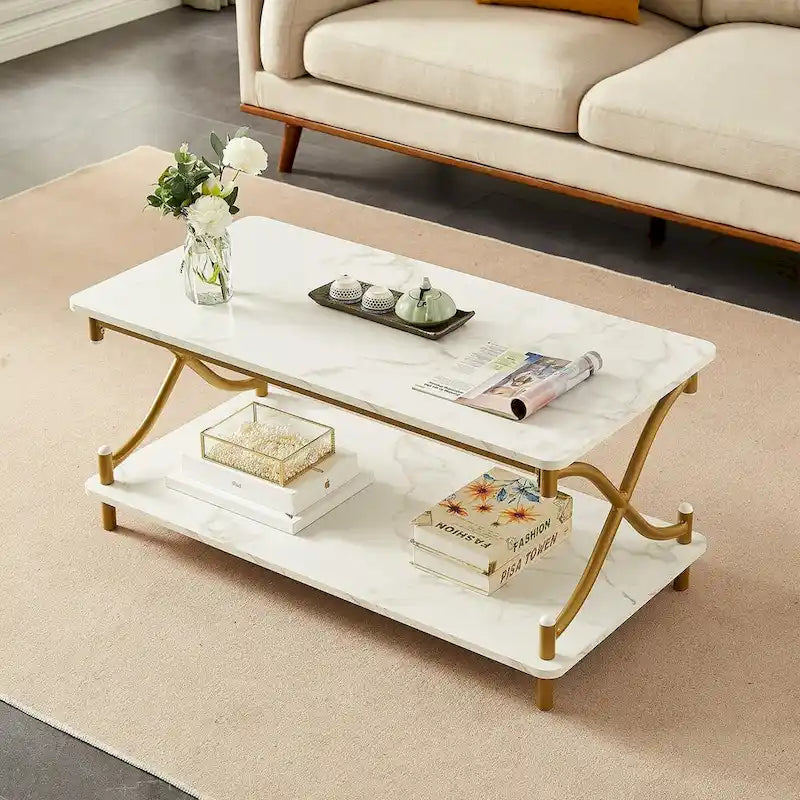 Modernes 3-teiliges Couchtisch-, Sofatisch- und 2er-Set Nachttische mit 1 Schublade (Braun/Schwarz/Weiß)