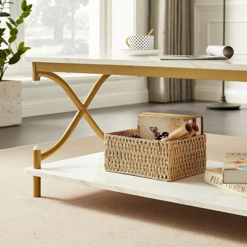 Modernes 3-teiliges Couchtisch-, Sofatisch- und 2er-Set Nachttische mit 1 Schublade (Braun/Schwarz/Weiß)