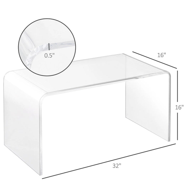 Rechteckiger Wasserfall-Couchtisch komplett aus Acryl, 15 mm dick