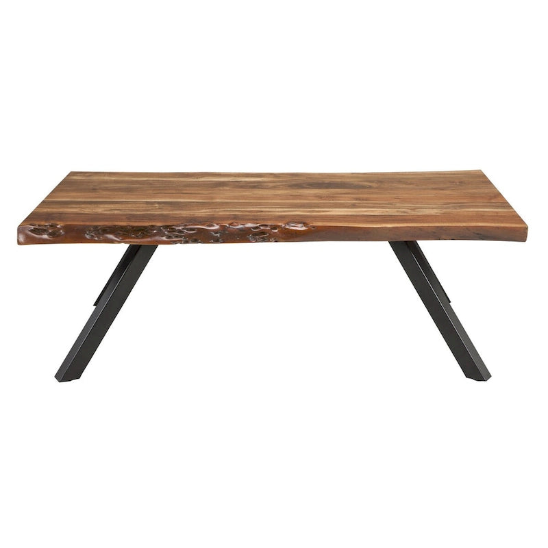 Isla Couchtisch, 137 cm, Akazienholz, Baumkante, Dunkelbraun