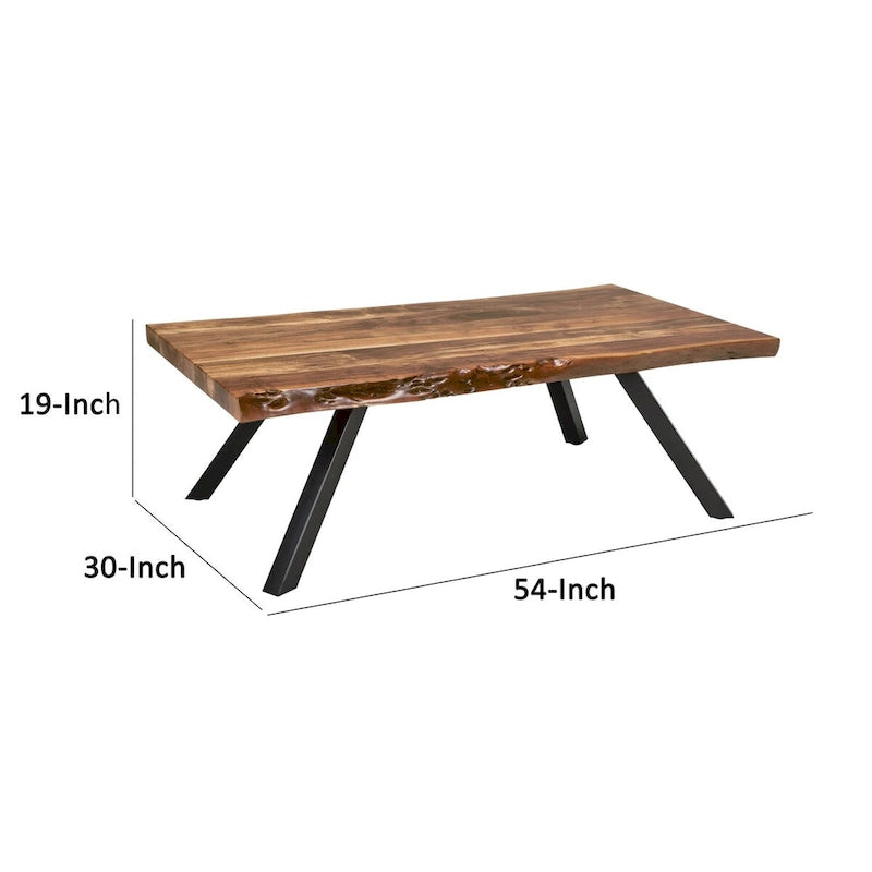 Isla Couchtisch, 137 cm, Akazienholz, Baumkante, Dunkelbraun