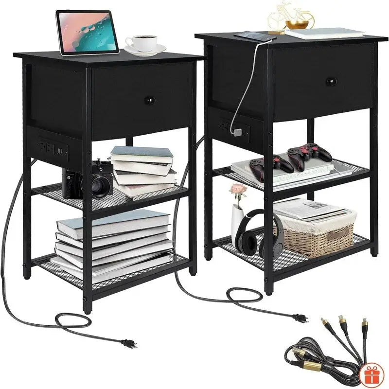 Nachttisch mit Ladestation – 11,81T x 15,74B x 25,19H