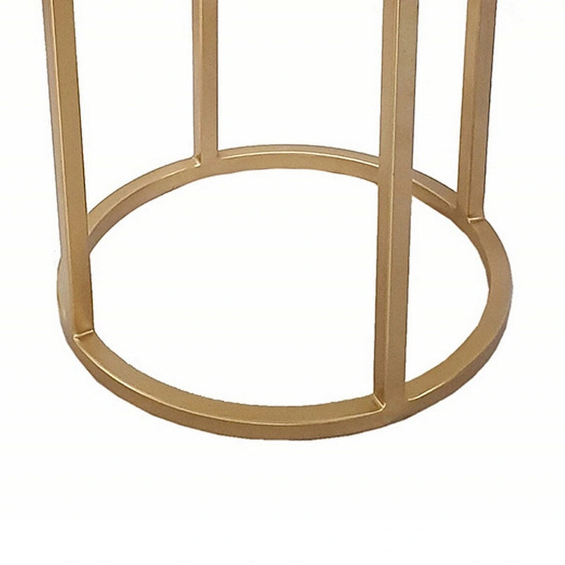 18 Zoll Akzent-Beistelltisch, 3 Ebenen Design, weiße Achatplatte, goldener Eisenfuß