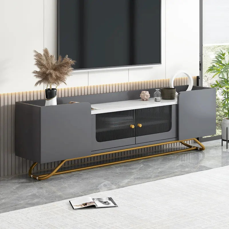 TV-Konsole mit goldenem Gestell