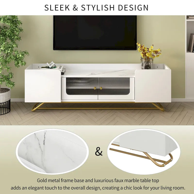 TV-Konsole mit goldenem Gestell
