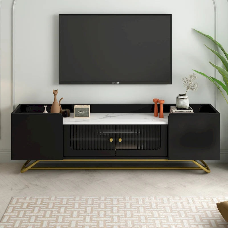 TV-Konsole mit goldenem Gestell