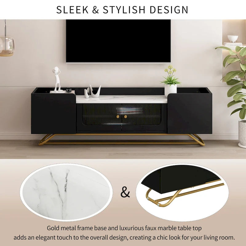 TV-Konsole mit goldenem Gestell