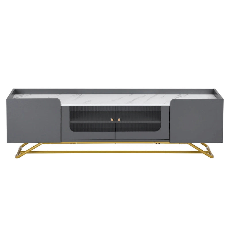 TV-Konsole mit goldenem Gestell