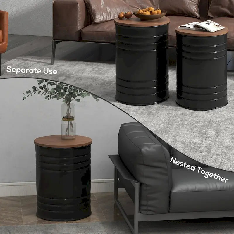 2er Set Nesting-Aufbewahrungshocker mit Deckel, versteckter Stauraum