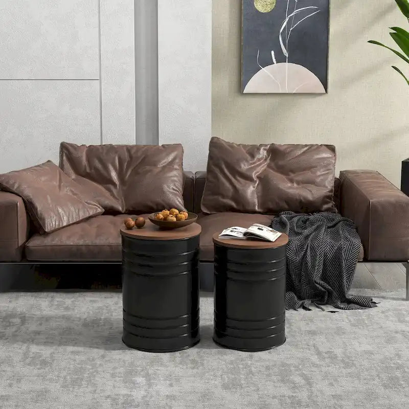 2er Set Nesting-Aufbewahrungshocker mit Deckel, versteckter Stauraum