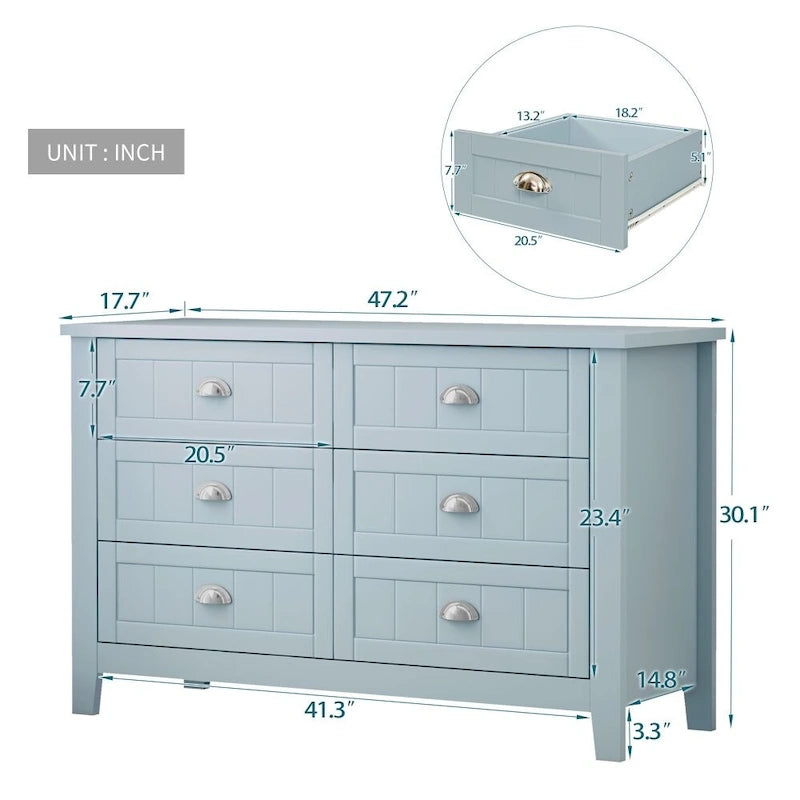 Schubladenkommode Barschrank Beistellschrank, Anrichte Sideboard, Massivholzrahmen, Kunststofftürverkleidung, Retro-Muschelgriff