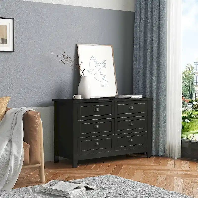 Schubladenkommode Barschrank Beistellschrank, Anrichte Sideboard, Massivholzrahmen, Kunststofftürverkleidung, Retro-Muschelgriff