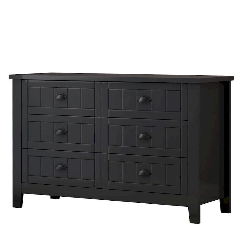 Schubladenkommode Barschrank Beistellschrank, Anrichte Sideboard, Massivholzrahmen, Kunststofftürverkleidung, Retro-Muschelgriff