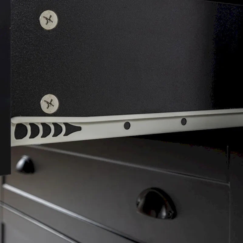 Schubladenkommode Barschrank Beistellschrank, Anrichte Sideboard, Massivholzrahmen, Kunststofftürverkleidung, Retro-Muschelgriff