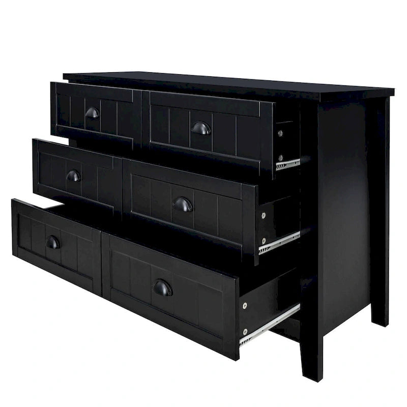 Schubladenkommode Barschrank Beistellschrank, Anrichte Sideboard, Massivholzrahmen, Kunststofftürverkleidung, Retro-Muschelgriff