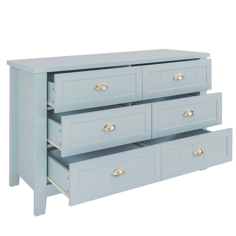 Schubladenkommode Barschrank Beistellschrank, Anrichte Sideboard, Massivholzrahmen, Kunststofftürverkleidung, Retro-Muschelgriff