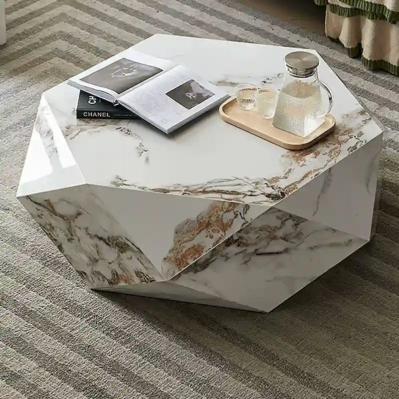 Moderner Couchtisch aus weißem Kunstmarmor – 43.3