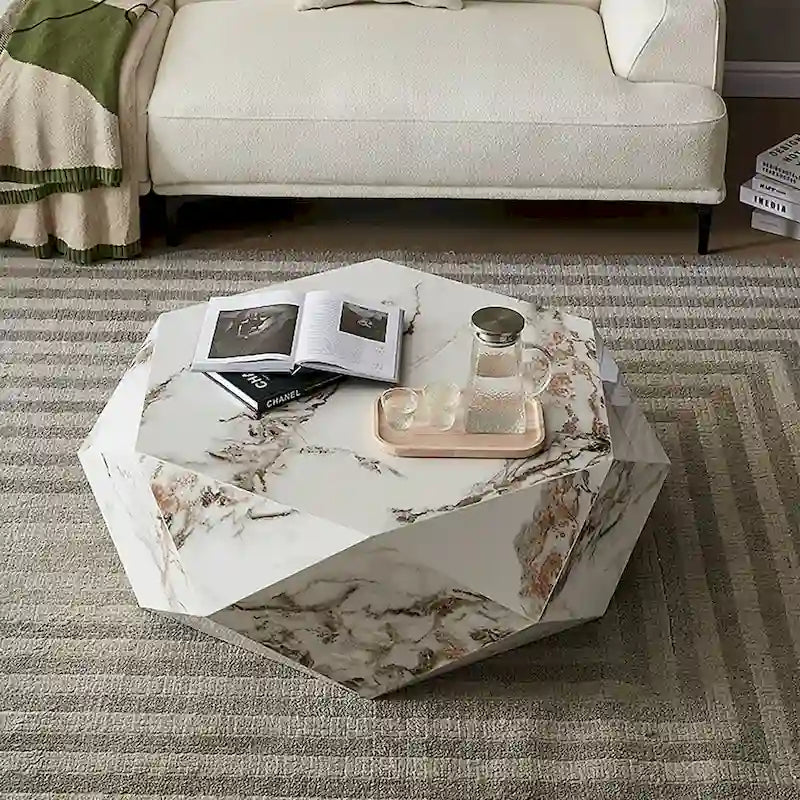 Moderner Couchtisch aus weißem Kunstmarmor – 43.3