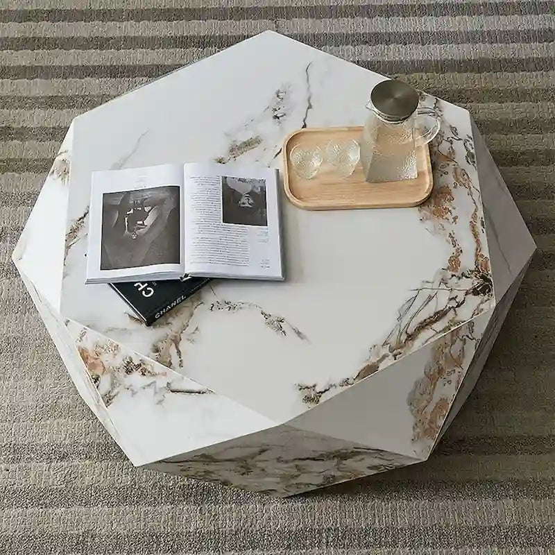 Moderner Couchtisch aus weißem Kunstmarmor – 43.3