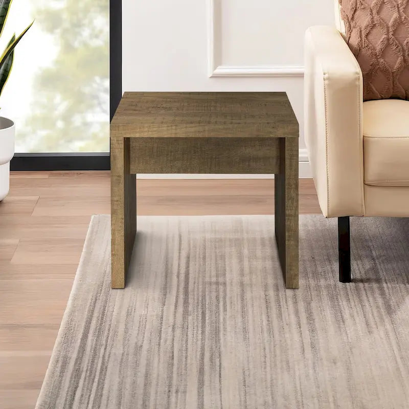 Nette Beistelltisch 24 Zoll mit groben Sägespuren, Holz, Naturbraun