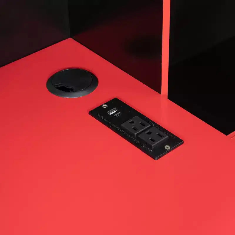 Gaming-Tagesbett (Queen-Size/Full-Size) mit Kopfteilregal, LED-Beleuchtung, integriertem Schreibtisch, Schubladen und Ladestation