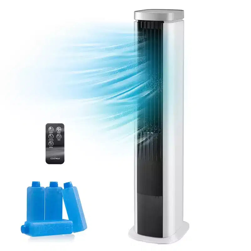 Costway 3-in-1 Tragbarer Verdunstungs-Luftkühler 40'' Turmventilator ohne Rotorblätter mit Zeitschaltuhr