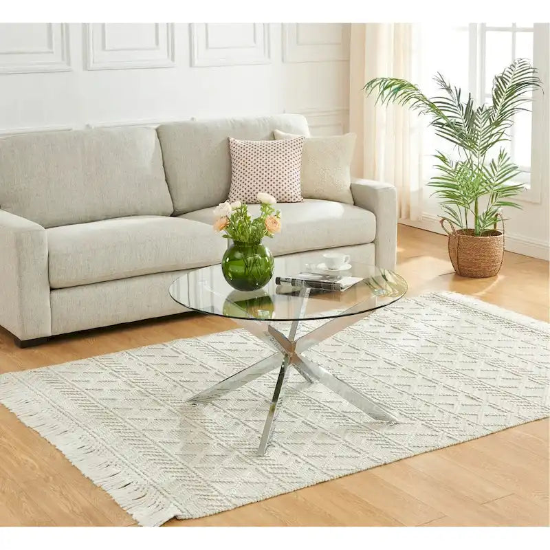 35.4 Runder Couchtisch mit Glasplatte