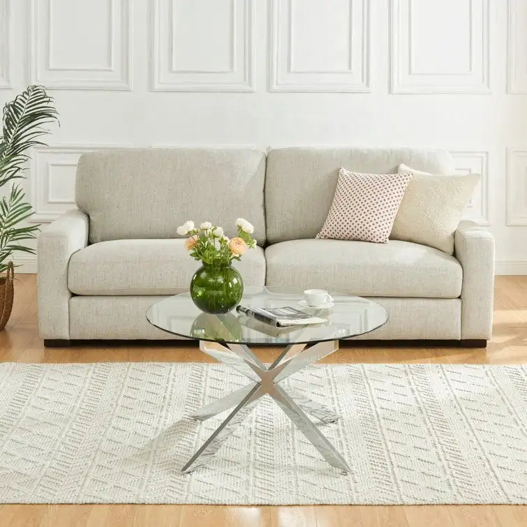 35.4 Runder Couchtisch mit Glasplatte