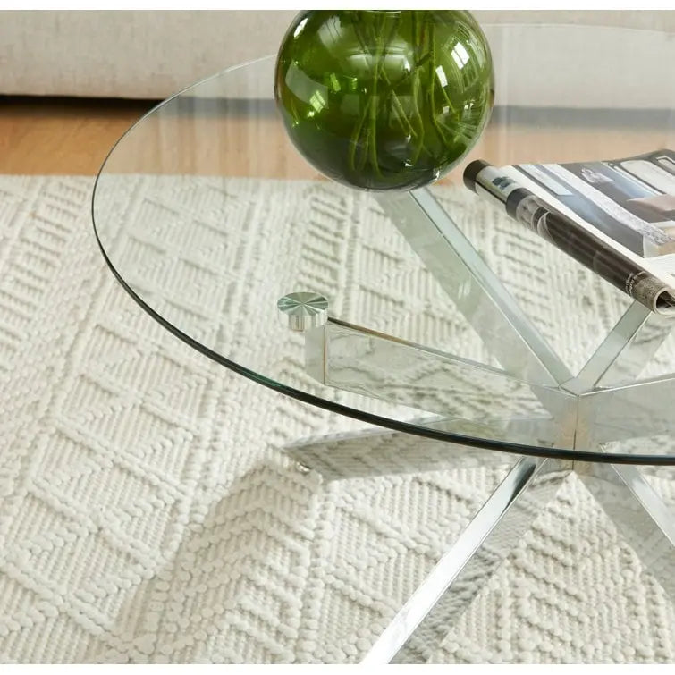 35.4 Runder Couchtisch mit Glasplatte