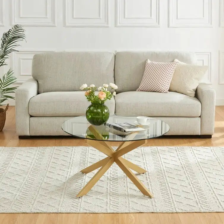 35.4 Runder Couchtisch mit Glasplatte
