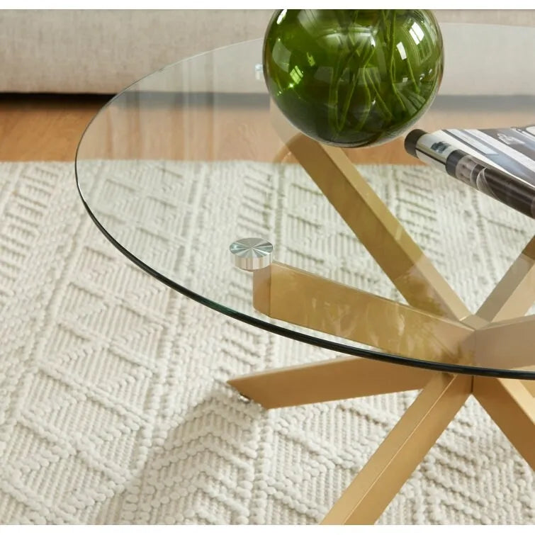35.4 Runder Couchtisch mit Glasplatte