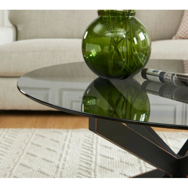 35.4 Runder Couchtisch mit Glasplatte