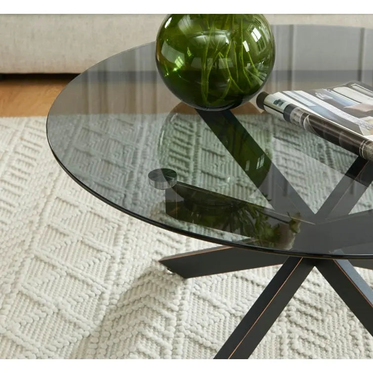 35.4 Runder Couchtisch mit Glasplatte