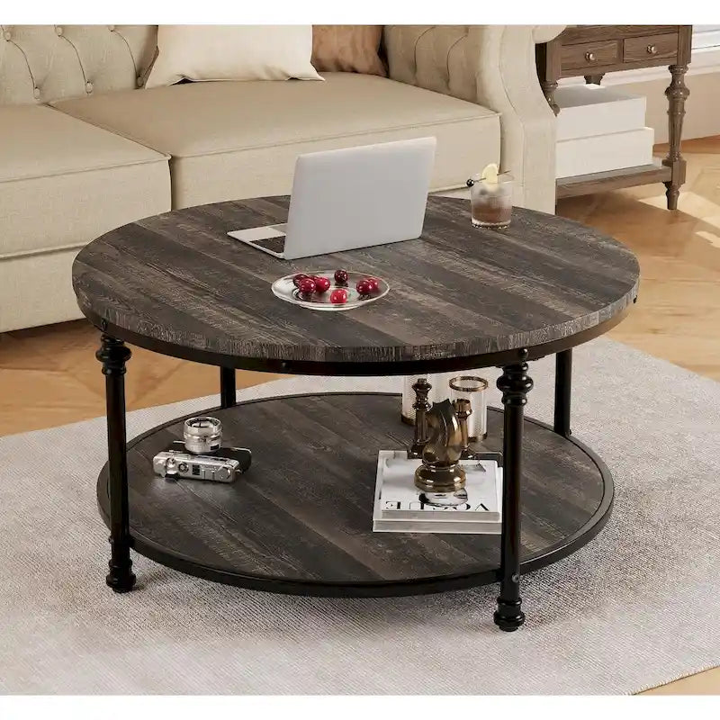 Runder Couchtisch 77 cm Industrieller Beistelltisch